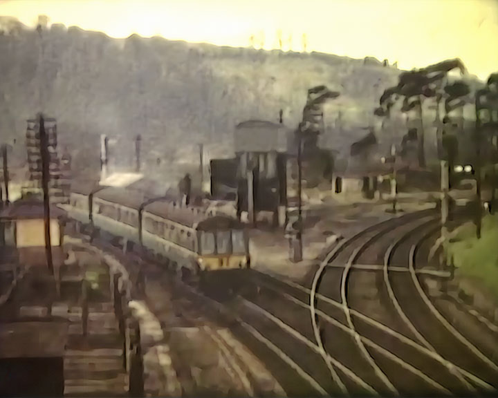 Railway junction with three car locomotive